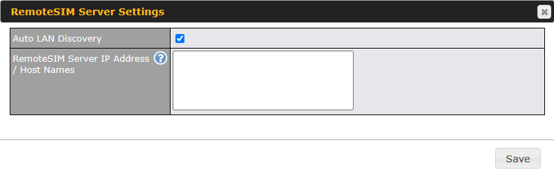 RemoteSIM Server SettingsでAuto LAN Discoveryにチェックを入れる設定画面。